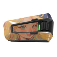 Anime girl vinyl decal wrap for Cardo Packtalk Edge, glossy or matte finish, from MC Motoparts' sticker series, single piece.