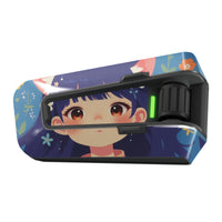 Glossy vinyl decal wrap featuring an anime girl for Cardo Packtalk Edge, by MC Motoparts, with vibrant, detailed design.