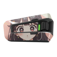 Cardo Packtalk Edge sticker with anime girl design, glossy or matte vinyl decal wrap by MC Motoparts, for customization.