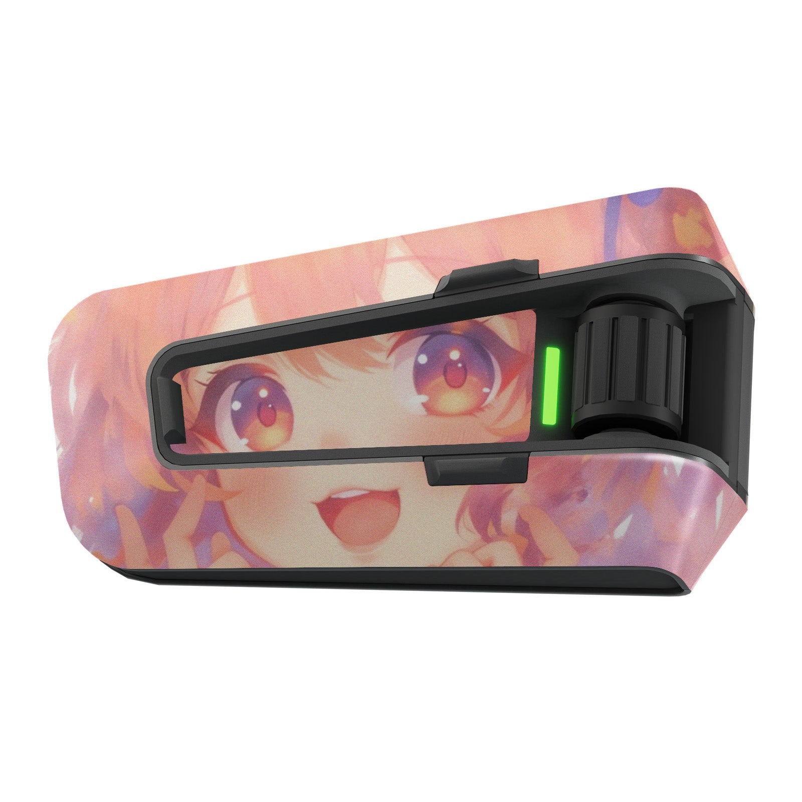 Matte vinyl decal wrap featuring anime girl design for Cardo Packtalk Edge by MC Motoparts, decorative sticker for communication device