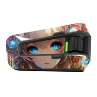 Anime girl vinyl sticker for Cardo Packtalk Edge, glossy or matte finish, featuring detailed anime artwork by MC Motoparts.