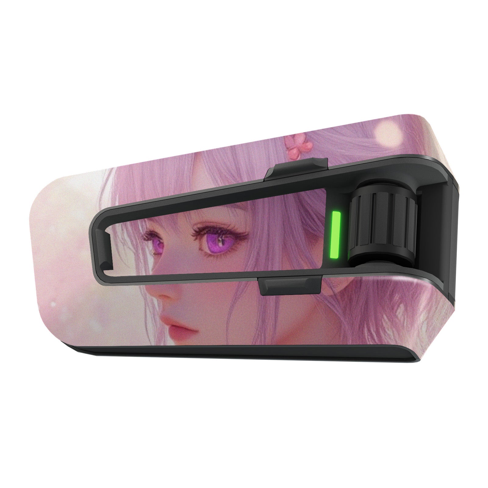 Matte vinyl decal wrap featuring anime girl design for Cardo Packtalk Edge speaker from MC Motoparts.