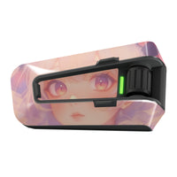 Glossy vinyl decal wrap featuring an anime girl for Cardo Packtalk Edge, designed by MC Motoparts, in matte or glossy finish.