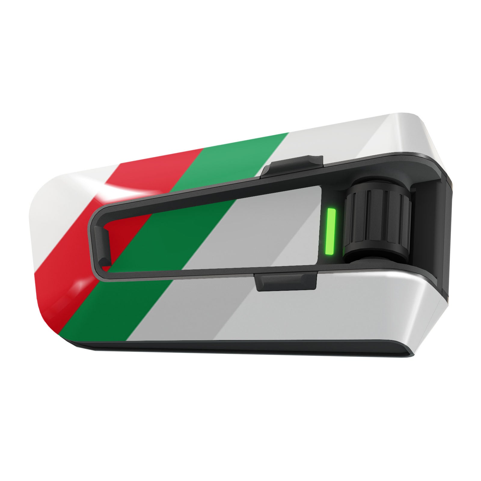 Glossy or matte vinyl decal wrap for Cardo Packtalk Edge, Racing Stripe series sticker by MC Motoparts, showcasing vibrant design.