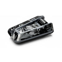 Glossy forged carbon decal sticker for Cardo Packtalk Edge device, featuring a sleek black design by MC Motoparts.