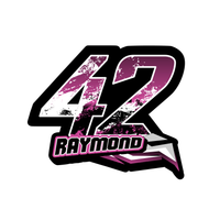 Set of three custom T11 racing number decals with geometric style, personalized with name, for motocross and karting by MC Motoparts.