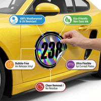 Custom Holographic Racing Number Stickers for Cars (Set of 2) - Inner Circle RCC001