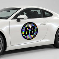Custom Holographic Racing Number Stickers for Cars (Set of 2) - Inner Circle RCC001