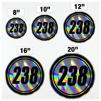 Custom Holographic Racing Number Stickers for Cars (Set of 2) - Inner Circle RCC001