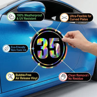 Custom Holographic Racing Number Stickers for Cars (Set of 2) - Inner Black Circle RCC002