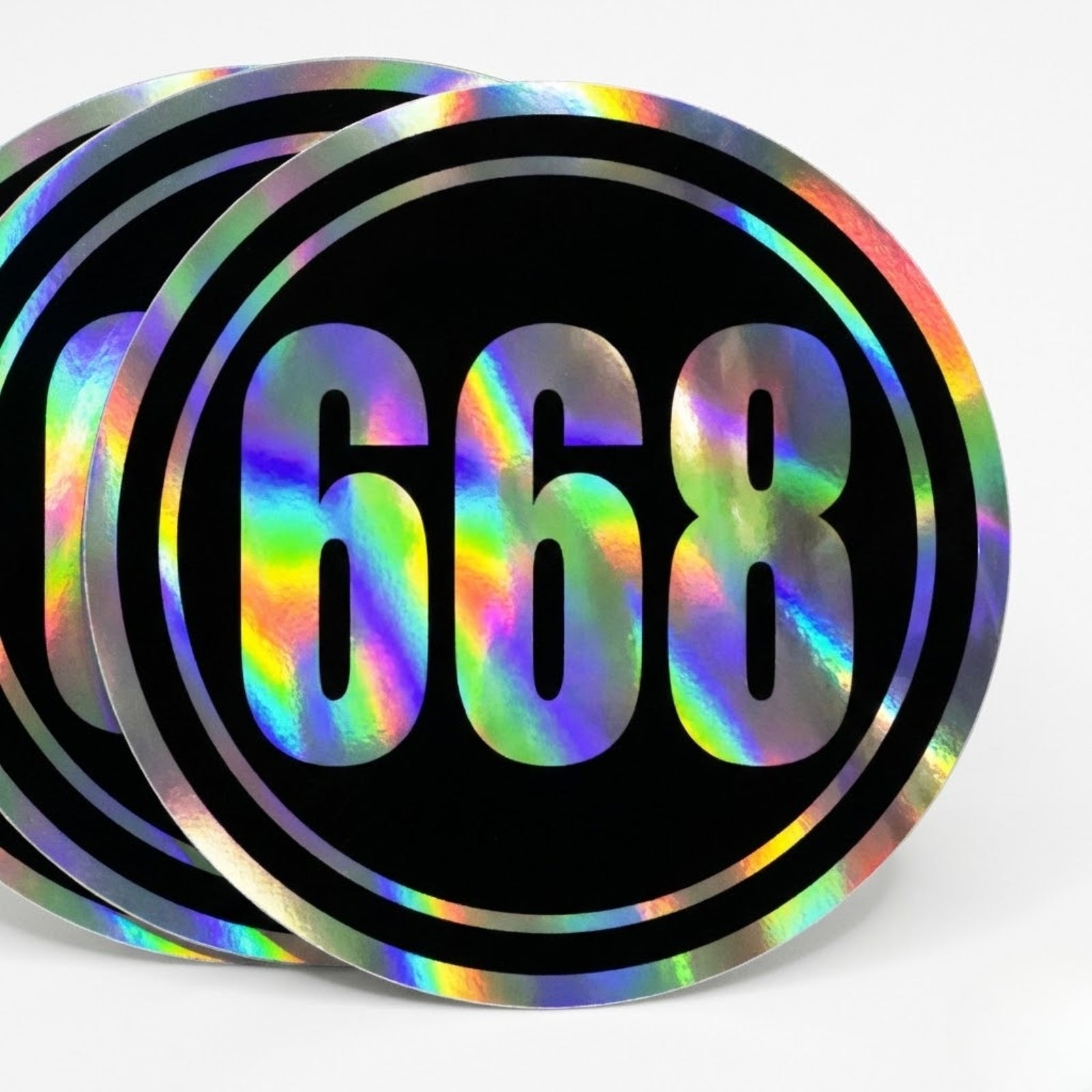 Custom Holographic Racing Number Stickers for Cars (Set of 2) - Inner Black Circle RCC002