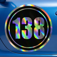 Custom Holographic Racing Number Stickers for Cars (Set of 2) - Inner Black Circle RCC002