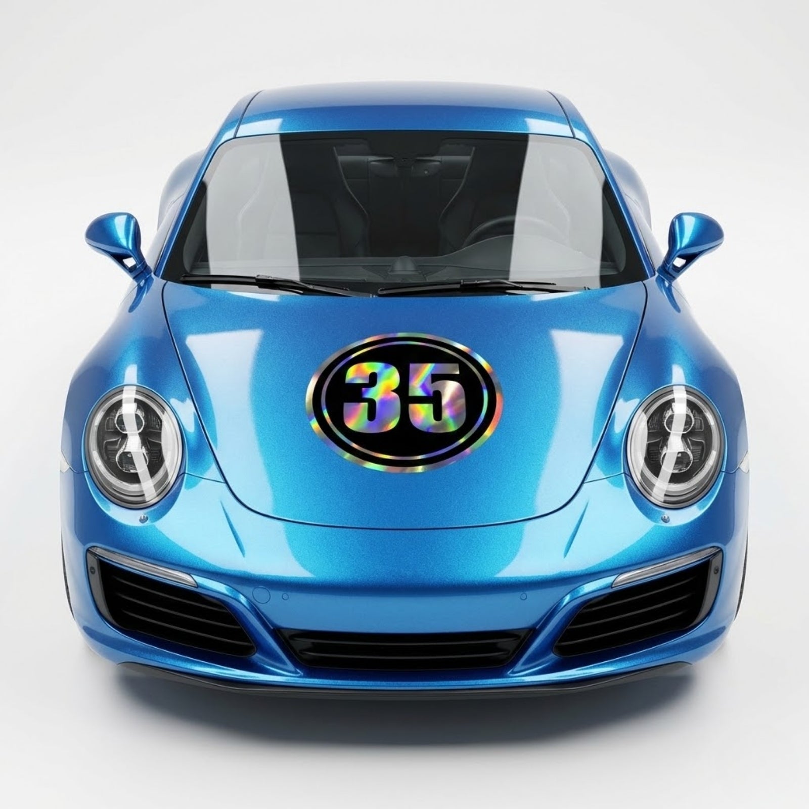 Custom Holographic Racing Number Stickers for Cars (Set of 2) - Inner Black Circle RCC002