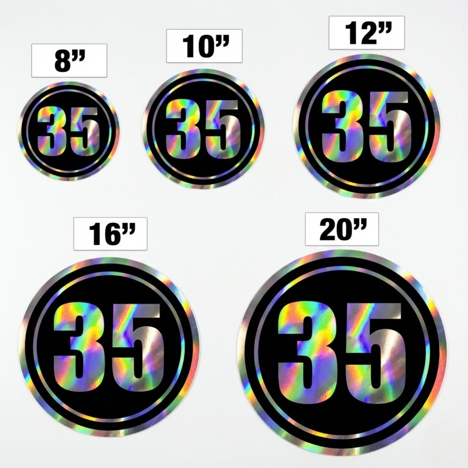 Custom Holographic Racing Number Stickers for Cars (Set of 2) - Inner Black Circle RCC002