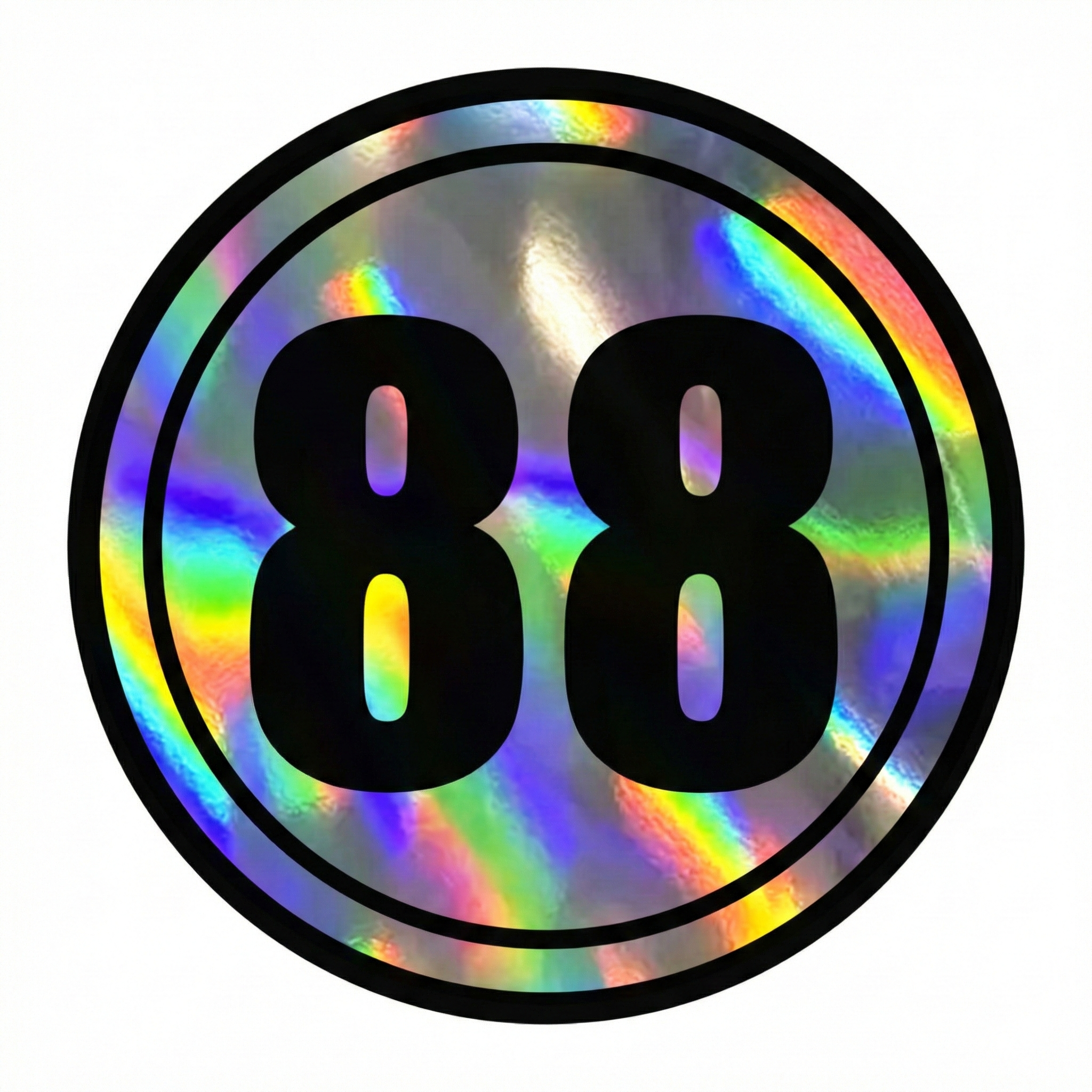 Custom Holographic Racing Number Stickers for Cars (Set of 2) - Dual Circle RCC003