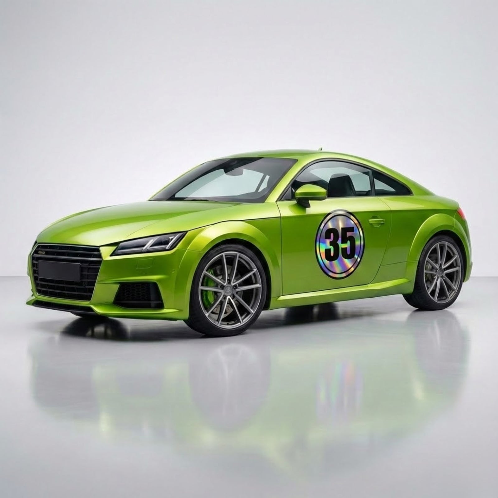 Custom Holographic Racing Number Stickers for Cars (Set of 2) - Dual Circle RCC003