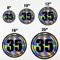 Custom Holographic Racing Number Stickers for Cars (Set of 2) - Dual Circle RCC003
