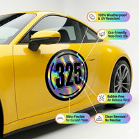Custom Holographic Racing Number Stickers for Cars (Set of 2) - Prism Circle RCC004