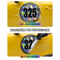 Custom Holographic Racing Number Stickers for Cars (Set of 2) - Prism Circle RCC004