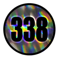 Custom Holographic Racing Number Stickers for Cars (Set of 2) - Grid Black Circle RCC005