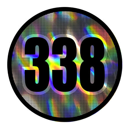 Custom Holographic Racing Number Stickers for Cars (Set of 2) - Grid Black Circle RCC005