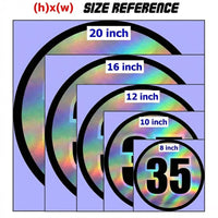 Custom Holographic Racing Number Stickers for Cars (Set of 2) - Grid Black Circle RCC005