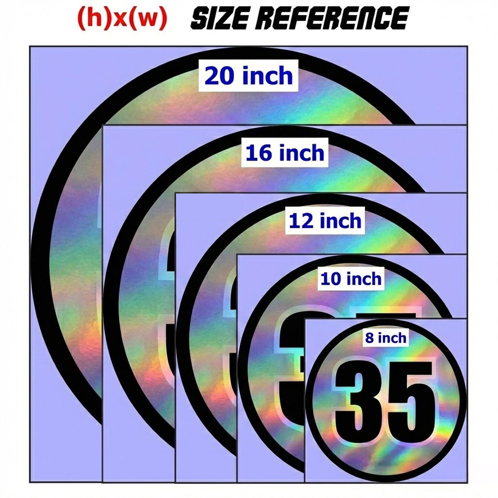 Custom Holographic Racing Number Stickers for Cars (Set of 2) - Grid Black Circle RCC005