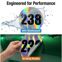 Custom Holographic Racing Number Stickers for Cars (Set of 2) - Basic Circle RCC006