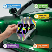 Custom Holographic Racing Number Stickers for Cars (Set of 2) - Basic Circle RCC006