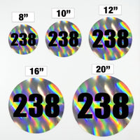 Custom Holographic Racing Number Stickers for Cars (Set of 2) - Basic Circle RCC006