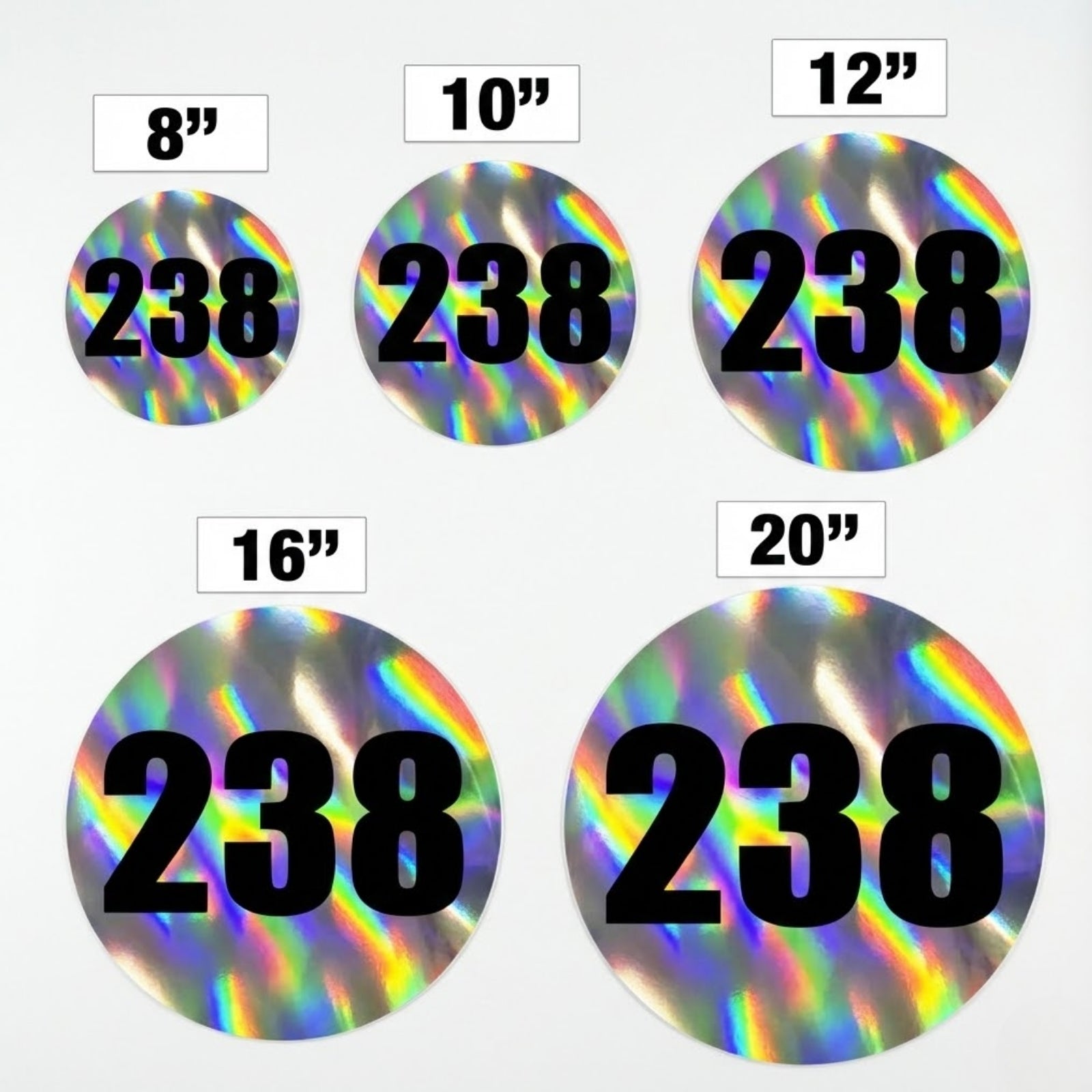 Custom Holographic Racing Number Stickers for Cars (Set of 2) - Basic Circle RCC006
