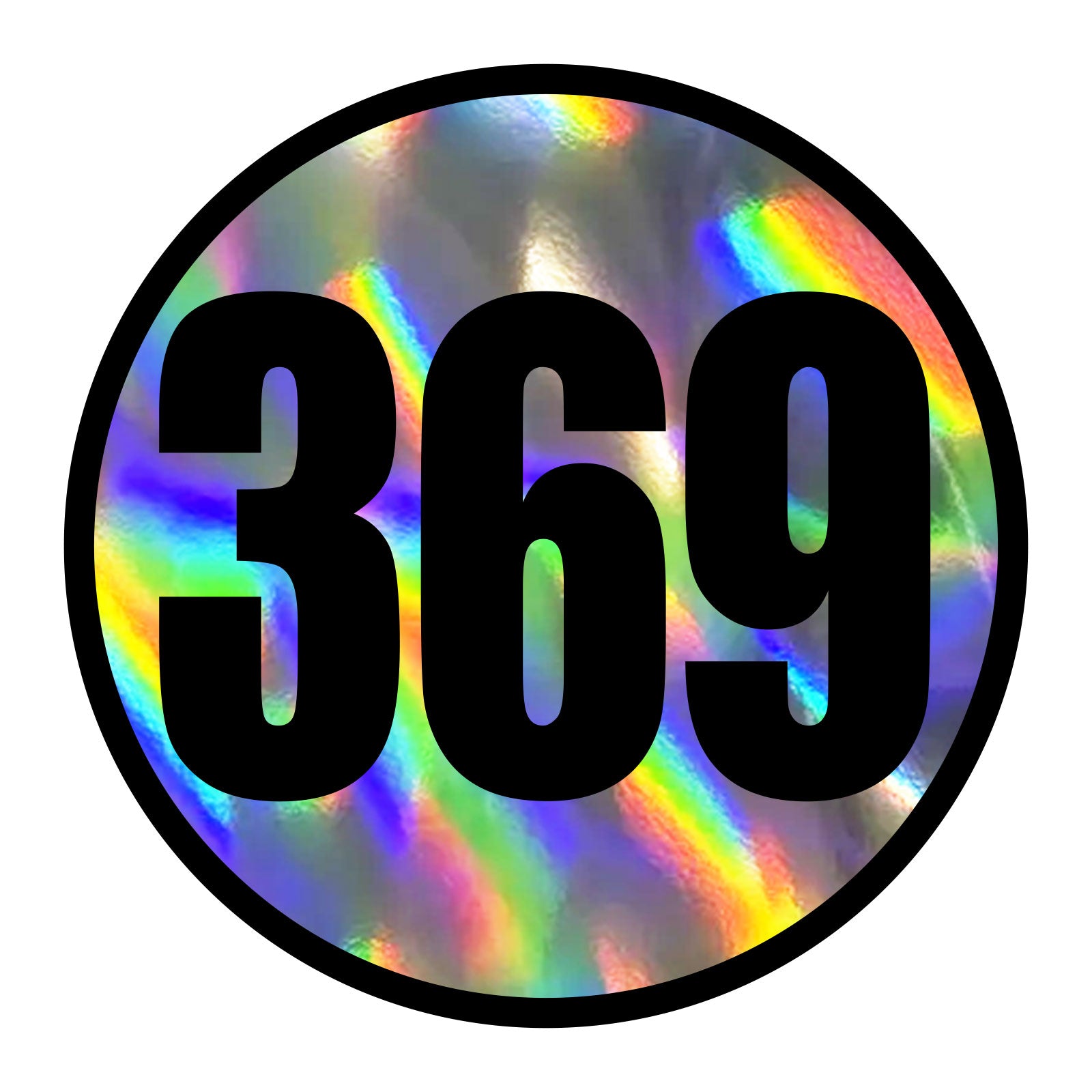 Custom Holographic Racing Number Stickers for Cars (Set of 2) - Vintage Black Outline Circle RCC006B