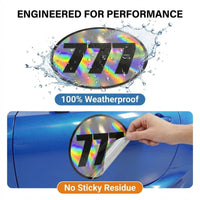 Custom Holographic Racing Number Stickers for Cars (Set of 2) - Vintage Black Outline Circle RCC006B