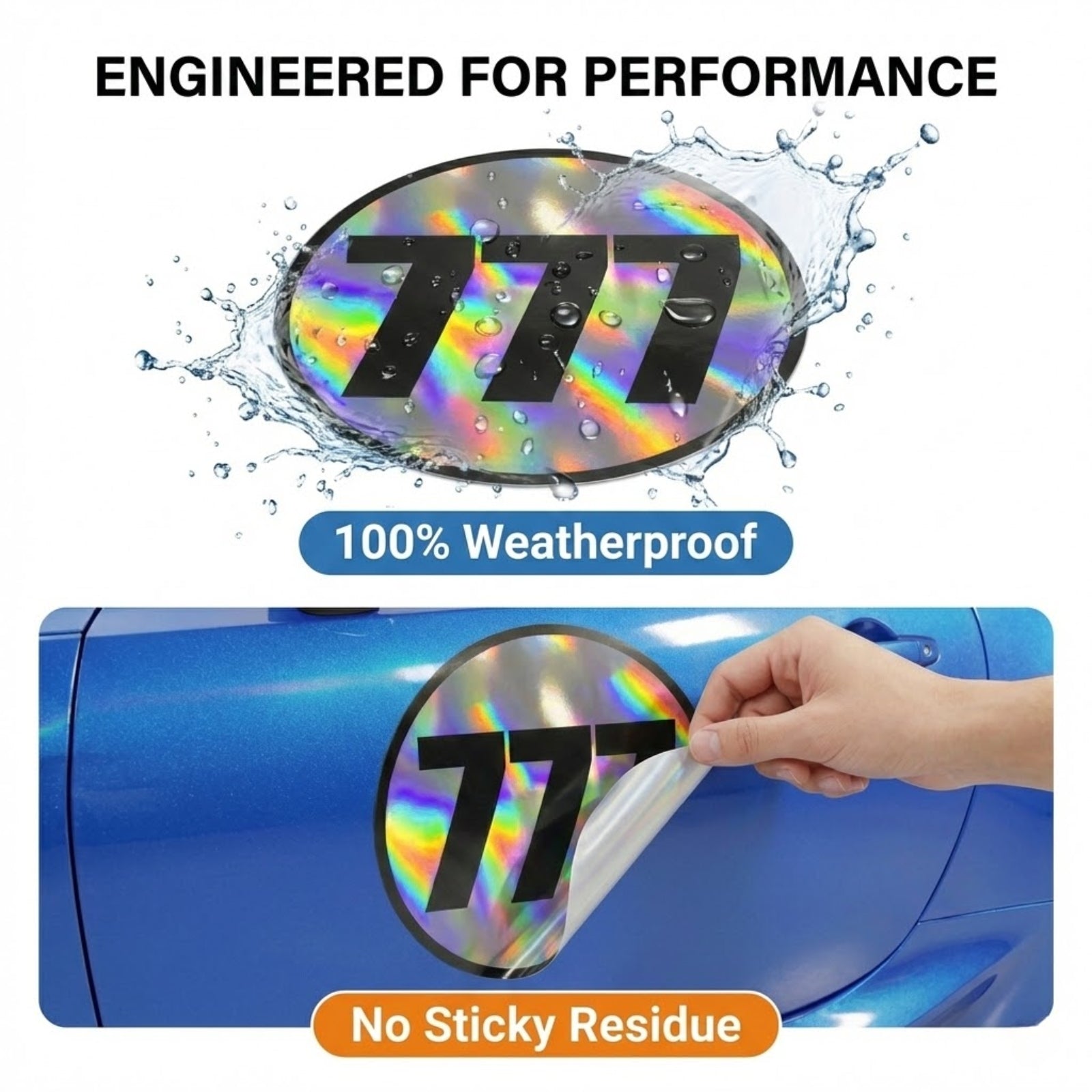 Custom Holographic Racing Number Stickers for Cars (Set of 2) - Vintage Black Outline Circle RCC006B