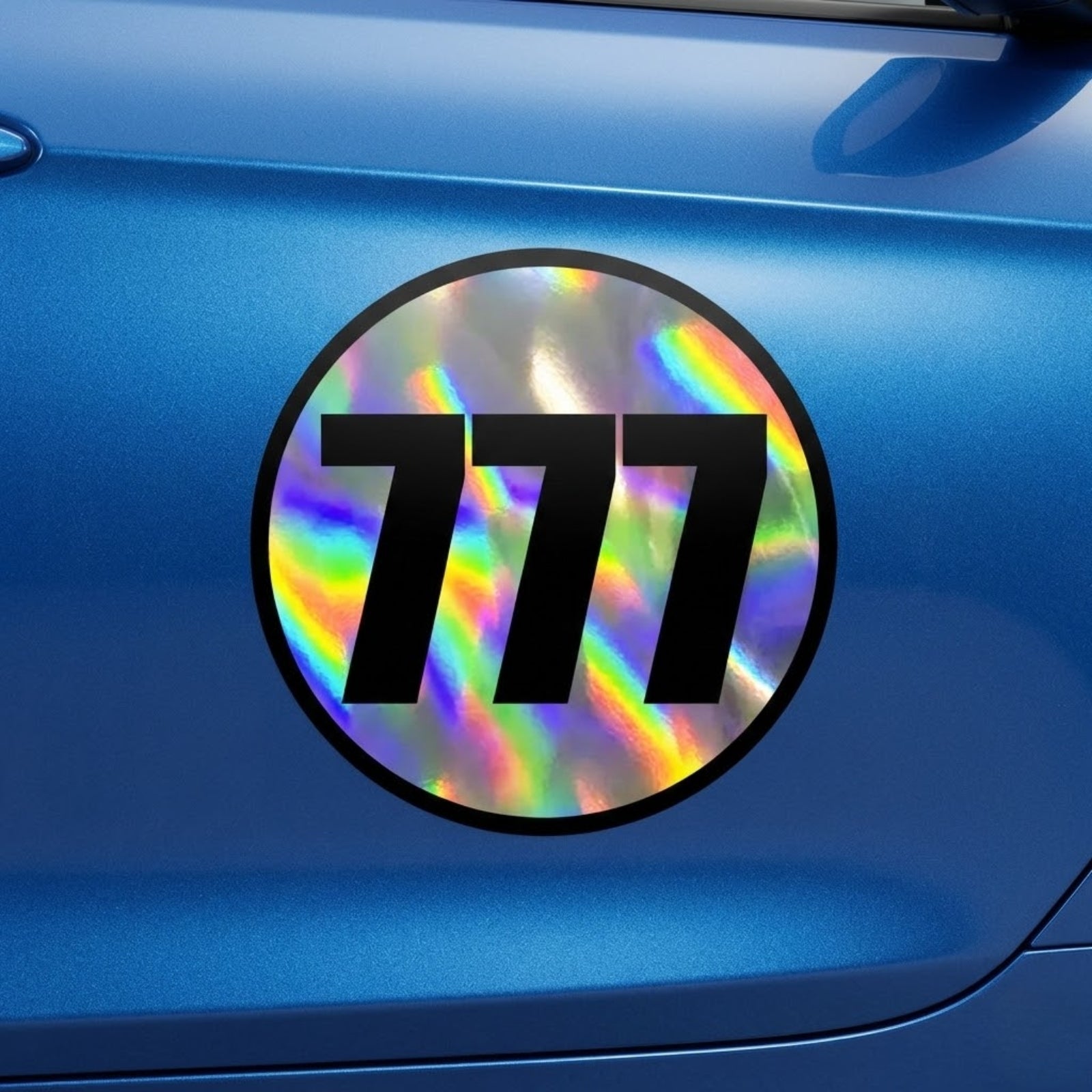 Custom Holographic Racing Number Stickers for Cars (Set of 2) - Vintage Black Outline Circle RCC006B