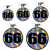 Custom Holographic Racing Number Stickers for Cars (Set of 2) - Vintage Black Outline Circle RCC006B