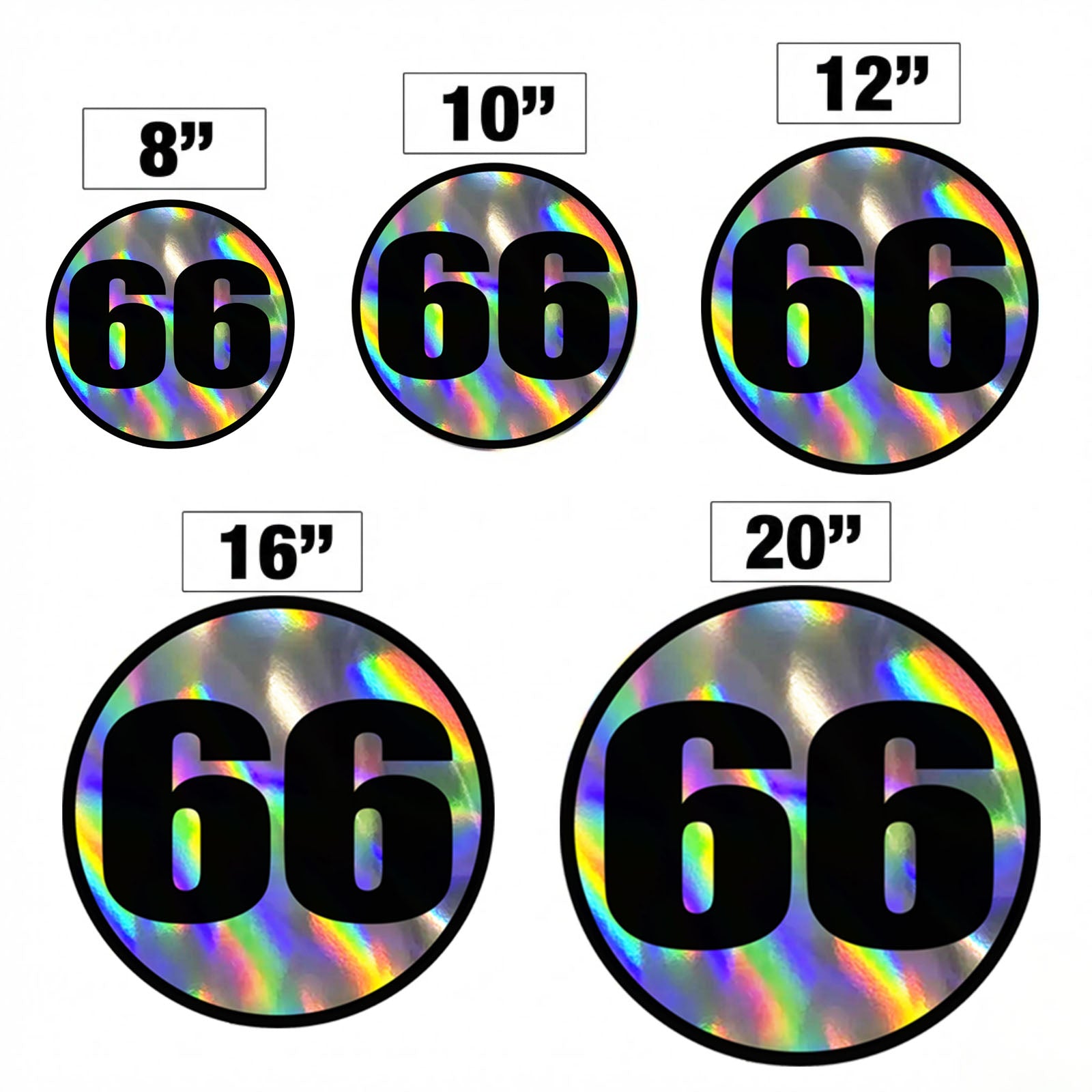 Custom Holographic Racing Number Stickers for Cars (Set of 2) - Vintage Black Outline Circle RCC006B