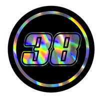 Custom Holographic Racing Number Stickers for Cars (Set of 2) - Most Black Circle RCC008