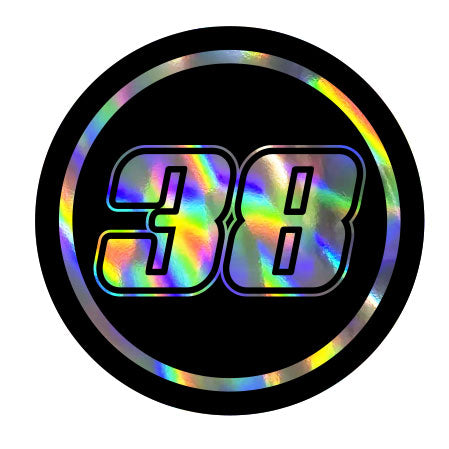 Custom Holographic Racing Number Stickers for Cars (Set of 2) - Most Black Circle RCC008