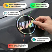 Custom Holographic Racing Number Stickers for Cars (Set of 2) - Most Black Circle RCC008