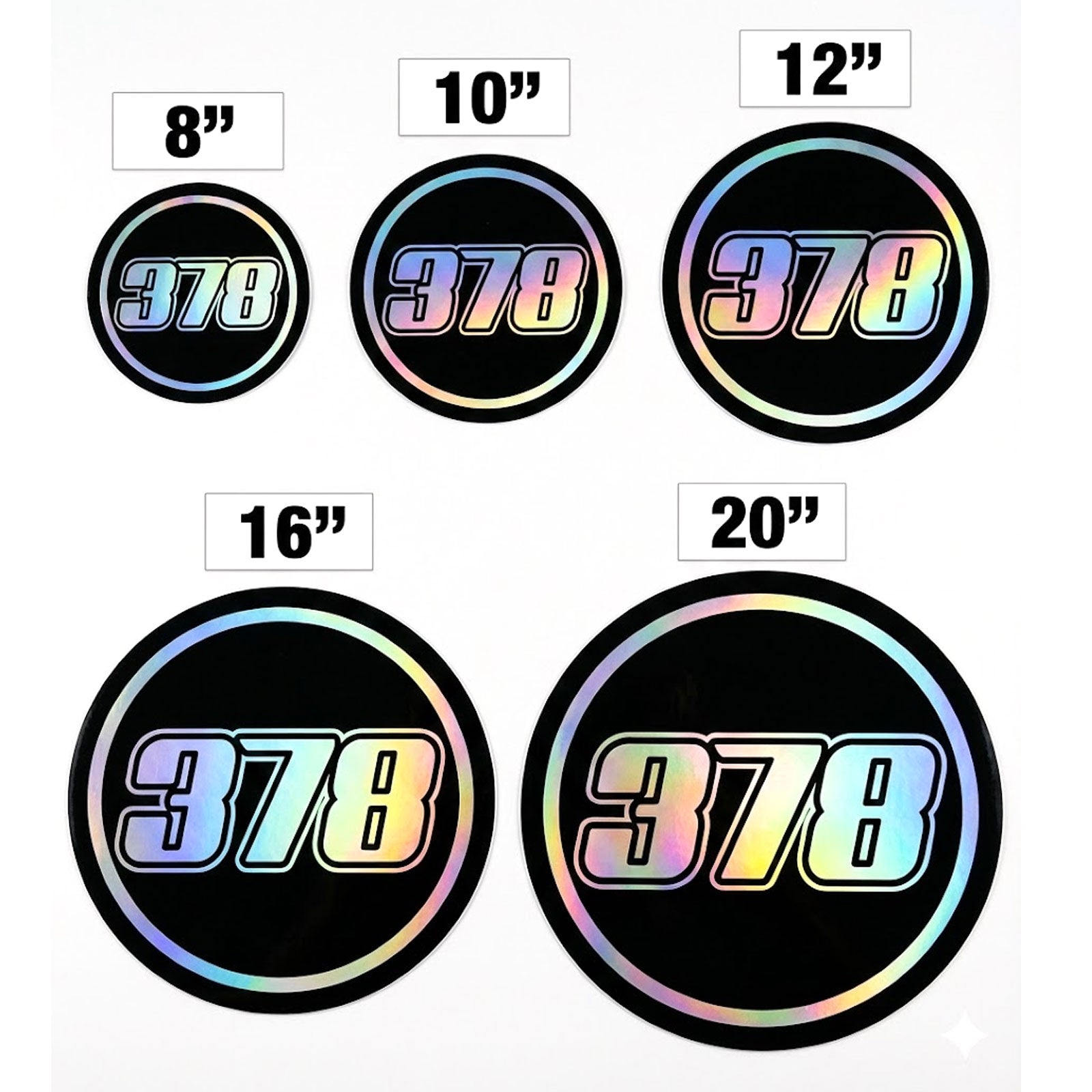 Custom Holographic Racing Number Stickers for Cars (Set of 2) - Most Black Circle RCC008