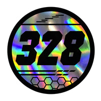 Custom Holographic Racing Number Stickers for Cars (Set of 2) - Hex Rail Circle RCC009