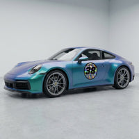 Custom Holographic Racing Number Stickers for Cars (Set of 2) - Hex Rail Circle RCC009