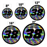 Custom Holographic Racing Number Stickers for Cars (Set of 2) - Hex Rail Circle RCC009