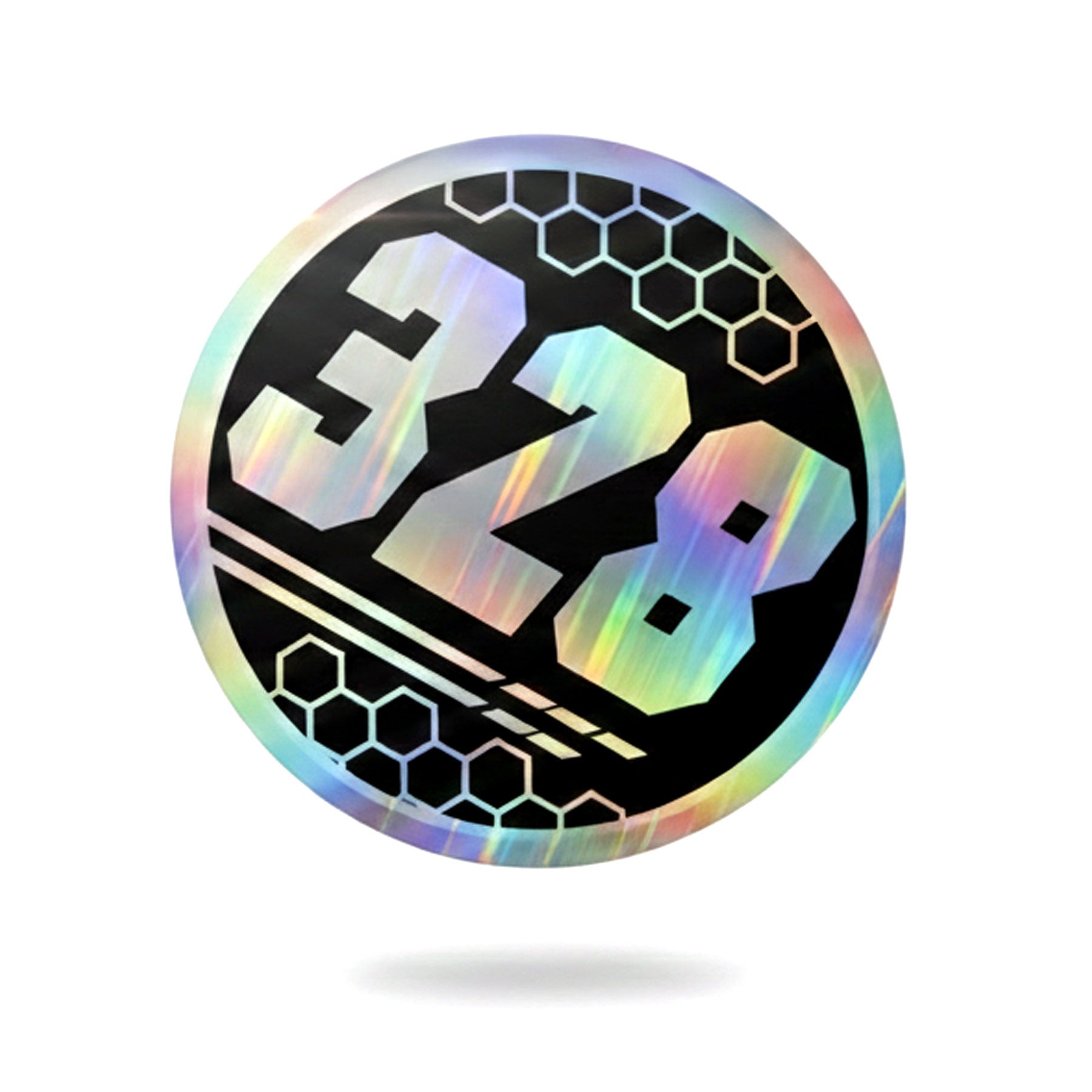 Custom Holographic Racing Number Stickers for Cars (Set of 2) - Black Hex Rail Circle RCC010