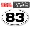 Personalize Custom Race Car Sticker Decals 2pcs - Oval Number Car Sticker with Thin Outline