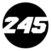 Pair of black hollow racing numbers decals by MC Motoparts, showing their cut-out font design on a race car sticker.