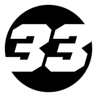 Pair of black hollow racing numbers decals with cut-out font for car racing, designed by MC Motoparts, shown on a white background.