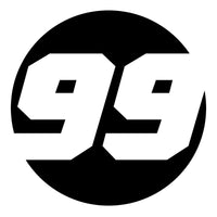 Pair of black hollow racing numbers decals on a white background, designed for race cars by MC Motoparts.