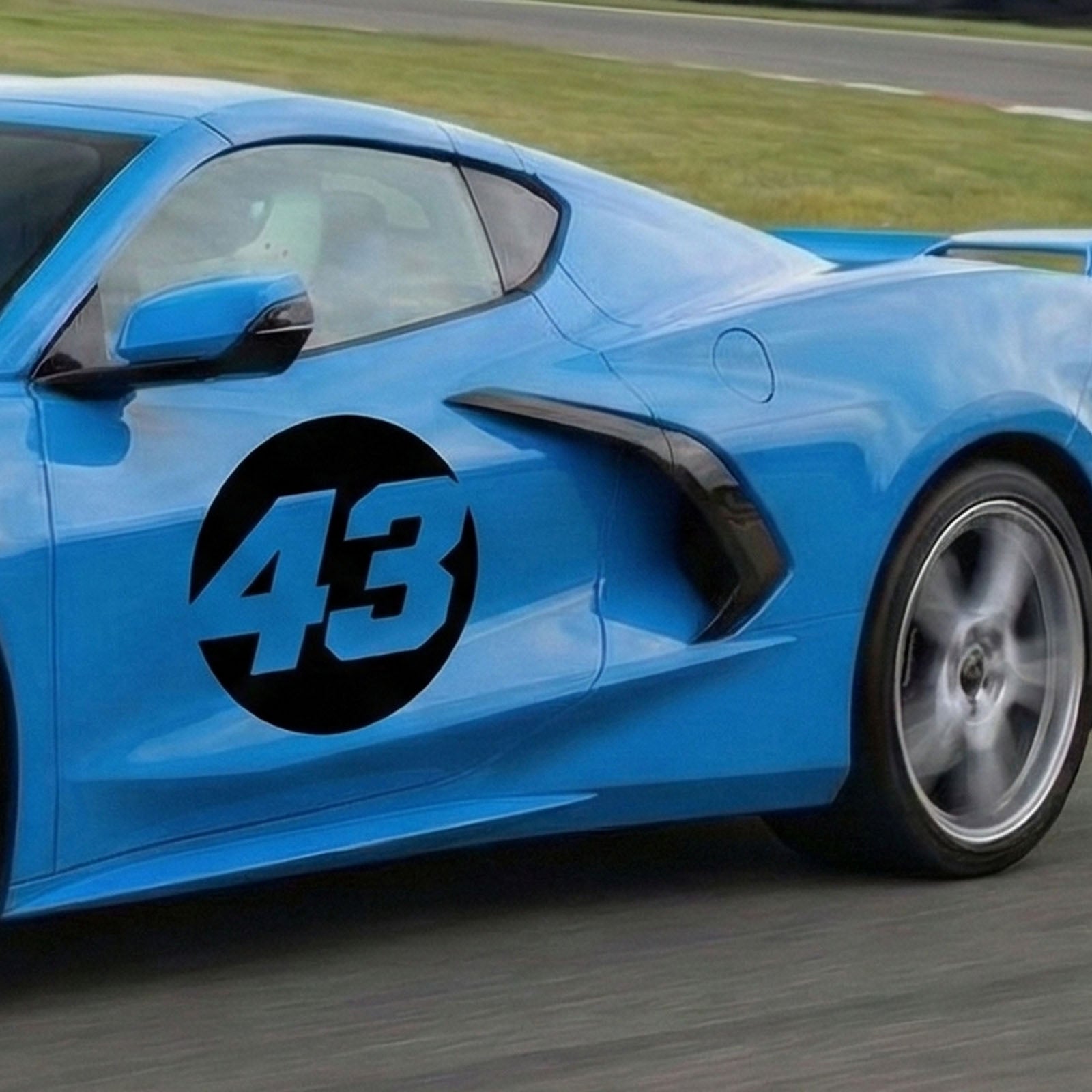 Pair of black hollow racing numbers decals for cars, featuring "show-through" style B design by MC Motoparts.